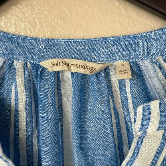Soft Surroundings Size Small Long Sleeve Blue Striped Women's Blouse - Picture 4 of 4